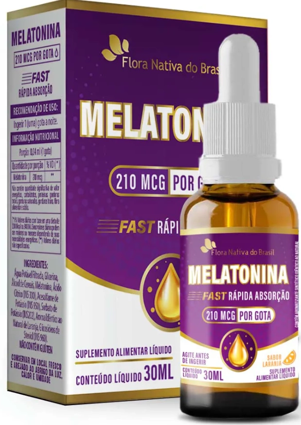 Melatonina 210mcg, 30ml Sabor Morango, Flora Nativa