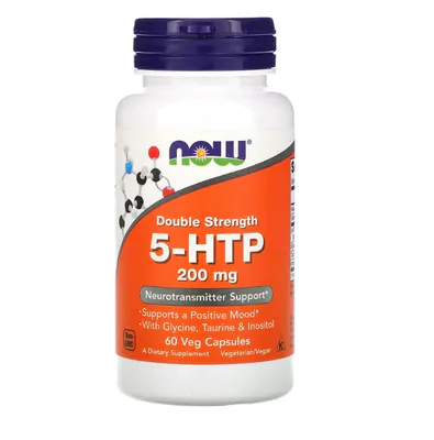 5-HTP, Dupla Força, 200mg, 60 Cápsulas, Now