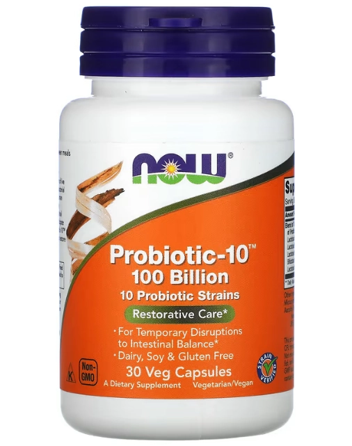 Probiotic-10 100 Bilhões, 30 Cápsulas, Now