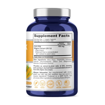 Corn Silk 150mg, Bem Estar Renal e do Trato Urinário, 200 Cápsulas Vegetais, NusaPure