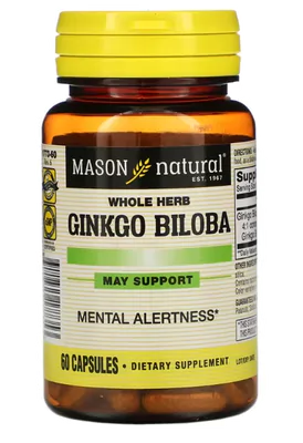Ginkgo Biloba, 125mg, 60 Cápsulas, Mason Natural