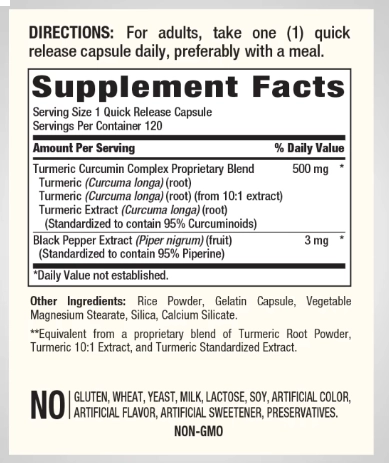 Cúrcuma Padronizado, 500mg, 120 cápsulas, PipingRock