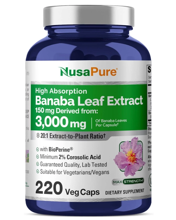 Extrato de Banaba 3000mg, 220 Cápsulas, NusaPure 