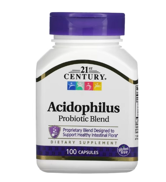Mistura Probiótica Acidophilus, 100 Cápsulas, 21st Century