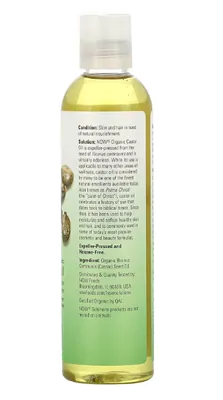 Óleo de Rícino Orgânico Certificado, 237ml, Now