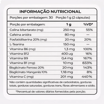 Focus Pro Clareza e Foco, 1000mg, 60 Cápsulas, Microdose Life
