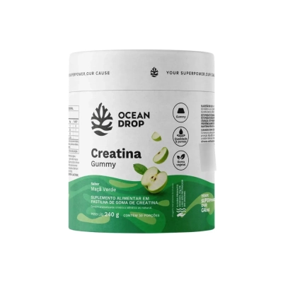 Creatina Gummy, Maçã Verde, 30 Porções, Ocean Drop