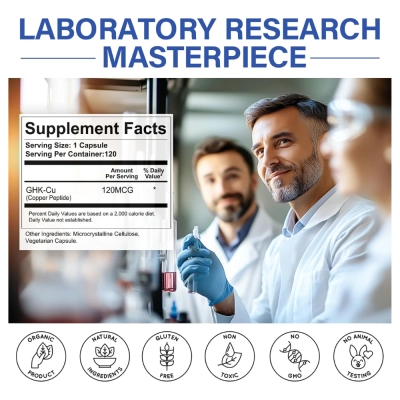 GHK-Cu, Suplemento de Peptídeo de Cobre, 120mcg, 120 Cápsulas, FDNM
