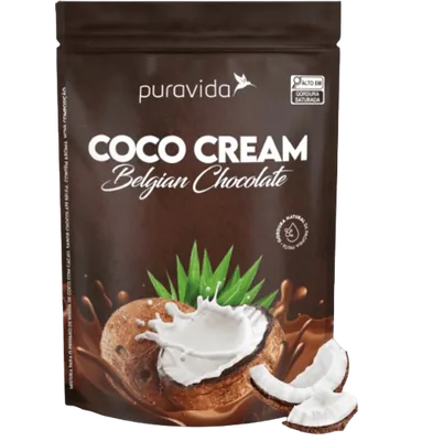 Coco Cream leite de coco em Pó, Sabor Chocolate Belga, 250g, Puravida