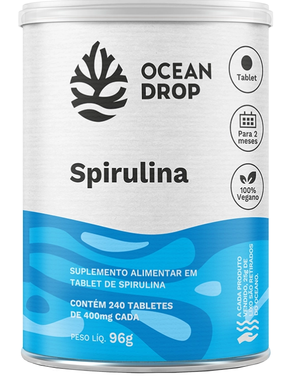 Spirulina 400mg, 240 comprimidos, Ocean Drop