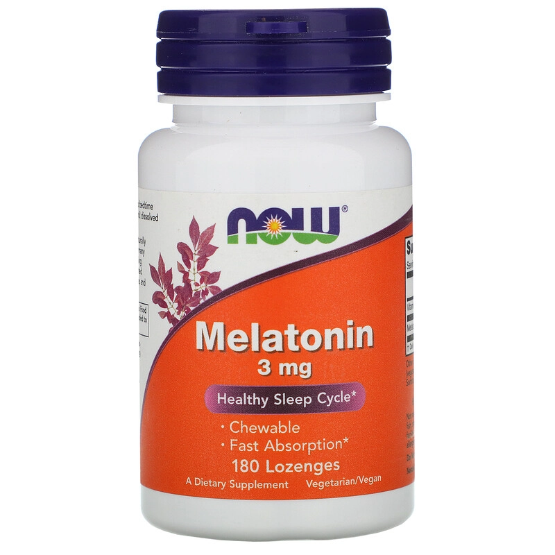 Melatonina, 3mg, 180 Pastilhas, Now
