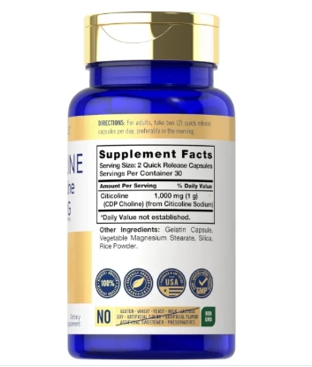 Citicoline CDP Choline 1000mg, 60 Cápsulas, Carlyle