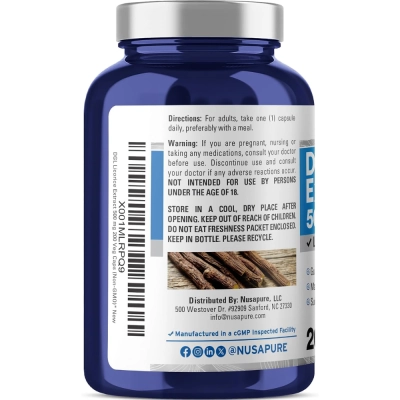 DGL, Extrato de Raiz de Alcaçuz Deglicirrizinado,500mg, 200 Cápsulas, NusaPure