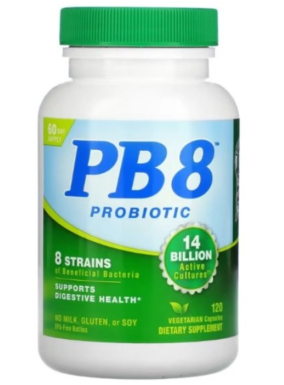 PB 8 Probiótico Verde , 14 Bilhões, 120 Cápsulas, Now