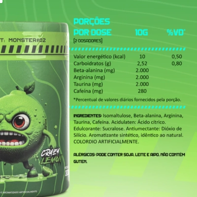 Pré-Treino Nexmania, 280mg de Cafeína + Beta-Alanina + Arginina + Taurina, 300g, Sabores, Nexlife