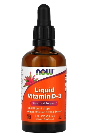 Vitamina D-3 líquida, 400UI, 59ml, Now