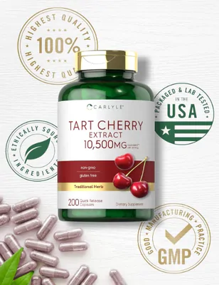 Extrato de Cereja Tart Cherry, 10.500mg, 200 Cápsulas, Carlyle
