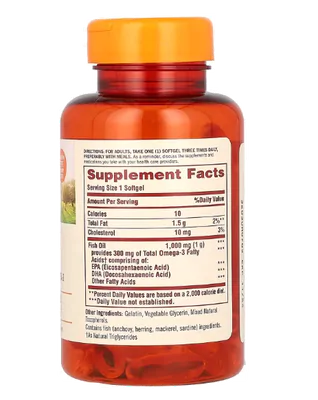 Fish Oil, Óleo de Peixe, 1000mg, 72 Cápsulas, Sundown