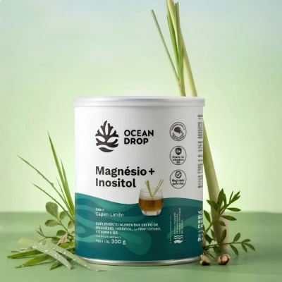 Magnésio + Inositol,  300g, Sabor Capim Limão, Ocean Drop
