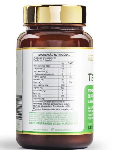 Testo Man, Auxílio na regulação hormonal e vitalidade masculina, 150g Sabor Lemon, Trustfuel