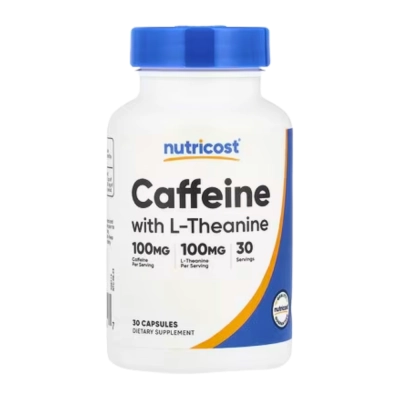  Cafeína com L-Theanine, 30 Cápsulas - Nutricost 