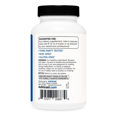 HMB (Beta-Hidroxi Beta-Metilbutirato) 1000 mg, 120 Cápsulas - Nutricost 