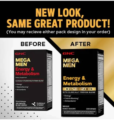 Multivitamínico Mega Men Energy & Metabolism, 180 Comprimidos, GNC