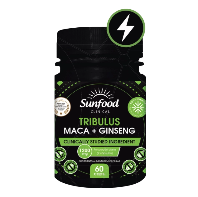 Tribulus  + Maca + Ginseng, 1200mg, 60 Cápsulas, Sunfood