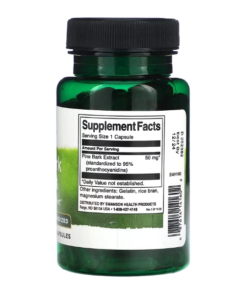 Extrato Casca de Pinheiro, Pine Bark, 50mg, 100 Cápsulas, Swanson