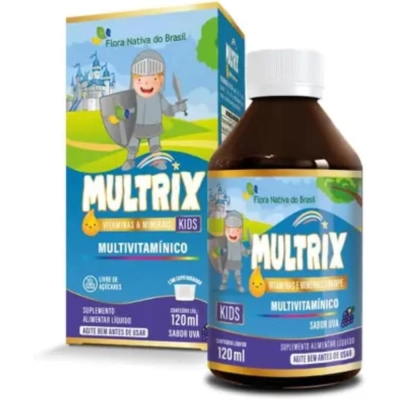 Kit 3 Unidades, MULTRIX (Xarope Infantil com Vitaminas de A a Z) Sabor Uva, 120ml - Flora Nativa do Brasil