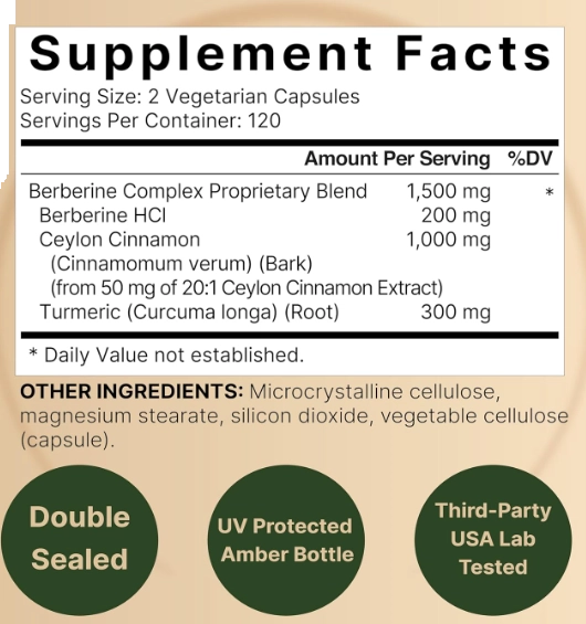 Berberina 1500mg, 240 Cápsulas, Naturebell