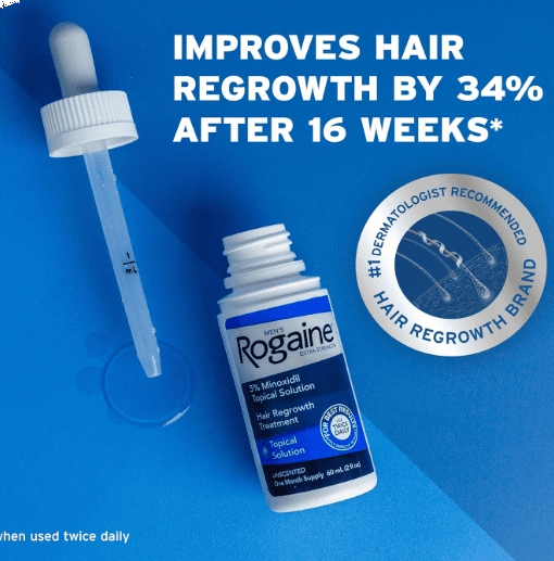 Rogaine Força Extra, Minoxidil 5%, Tratamento Capilar de 3 Meses, 60ml Cada