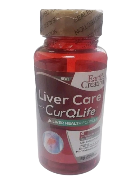 Liver Care with CurQLife, Cuidados com o Fígado, 60 Cápsulas, Earth's Creation