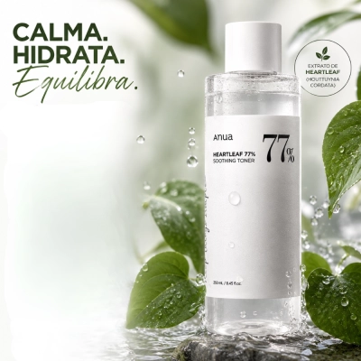 Tônico Calmante Heartleaf 77%, Hidratação e Controle da Oleosidade, 250ml, Anua