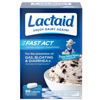 Lactaid Fast Act, Para Intolerância à Lactose com Enzima Lactase, 96 Capsulas 