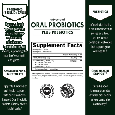 Probiótico Oral com Prebióticos, 60 Comprimidos, Sabor Morango, BioSchwartz