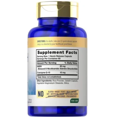 NADH  20mg + CoQ10 10mg, 60 Cápsulas, Carlyle 