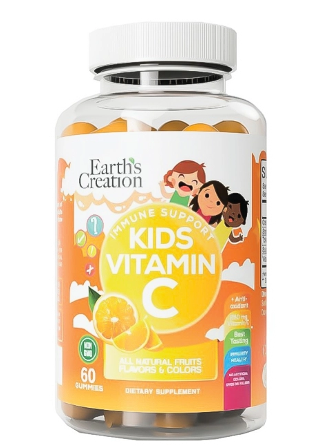 Vitamina C Kids 250mg, 60 Gomas Sabor Laranja, Earth's Creation