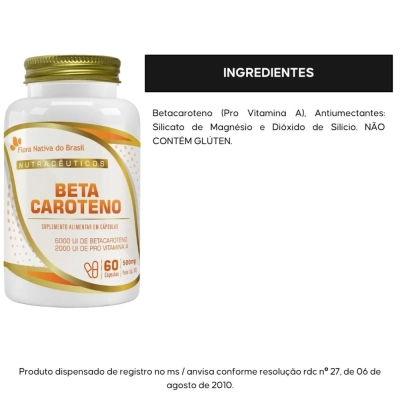 BetaCaroneto Vitamina A, 500mg, 60 Cápsulas, Flora Nativa