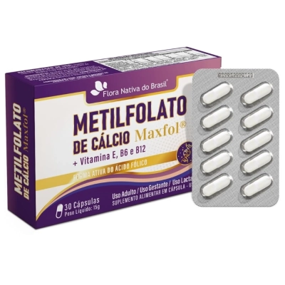 Metilfolato de Cálcio + Vitaminas, E, B6 e B12, 30 Cápsulas, Flora Nativa