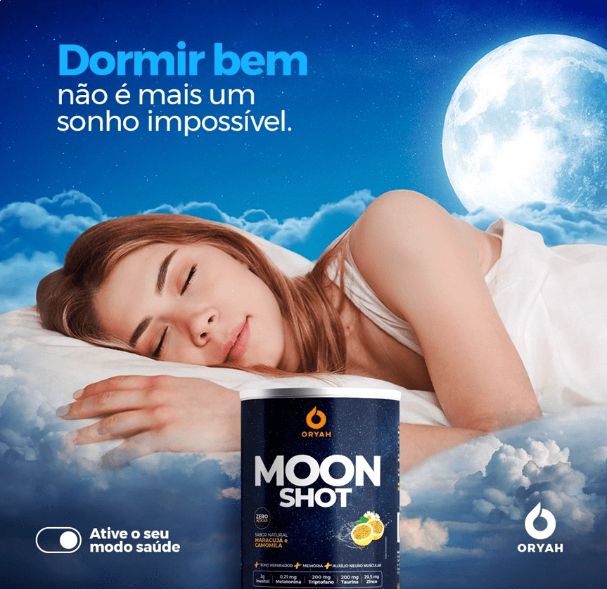 Shot Noturno Moonshot, com Inositol, Magnésio, Triptofano e Melatonina, 168g, Oryah