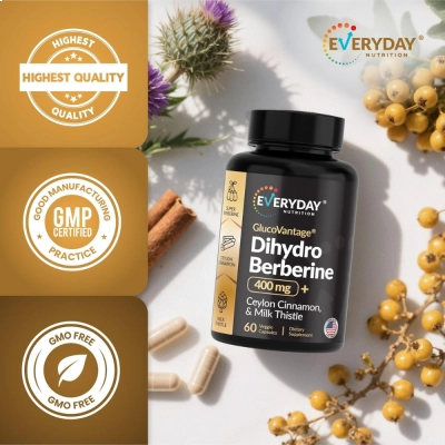 Dihydroberberine com Canela do Ceilão e Cardo Mariano, 60 Cápsulas, Everyday Nutrition