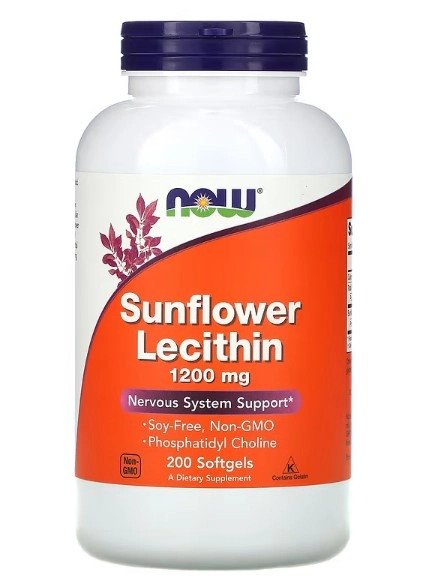 Sunflower Lecithin, 1,200 mg, 200 Softgels, Now