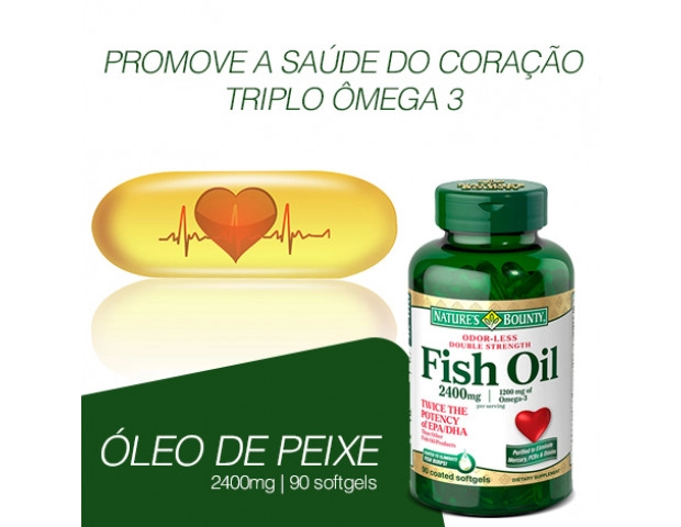 Fish Oil (ômega 3) 2400mg , 90 Cápsulas Revestidas, Natures Bounty