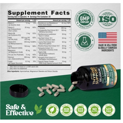 Thyroid Support for Women, Para saúde Feminina, com Selênio, Zinco, Iodo e L-Tirosina, 60 Cápsulas, Nutraharmony