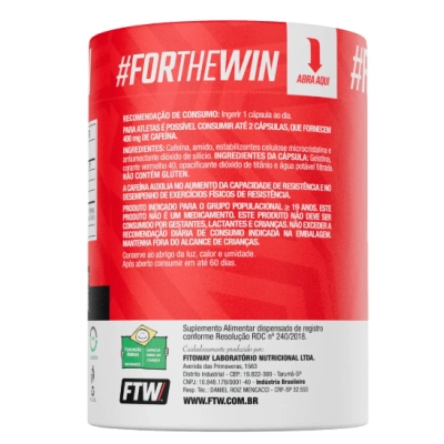 Cafeína Anidra 200mg, 30 Cápsulas, FTW