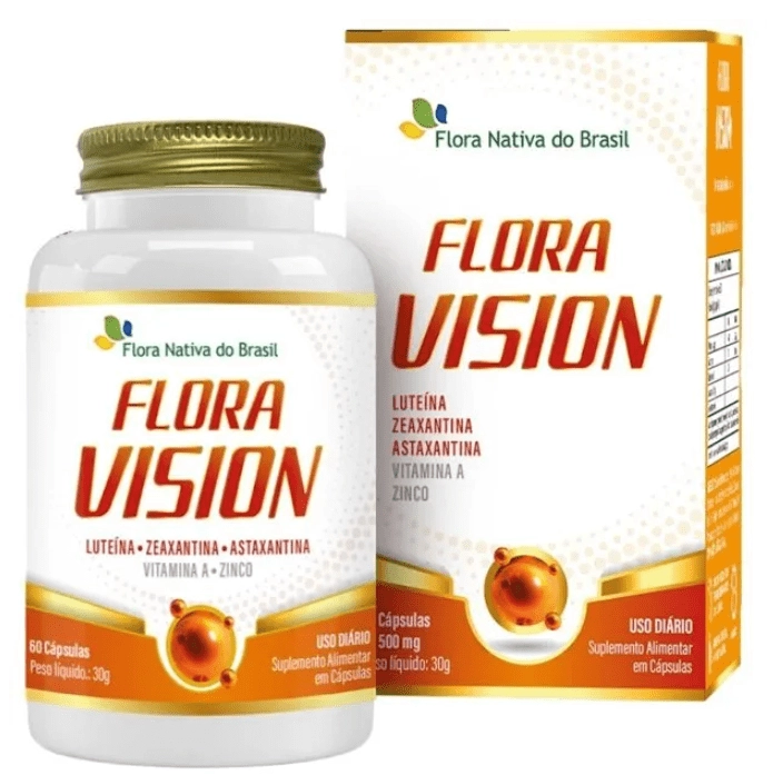 Floran Vision com, Luteína, Astaxantina, Zeaxantina e Vitaminas, 60 Cápsulas, Flora Nativa