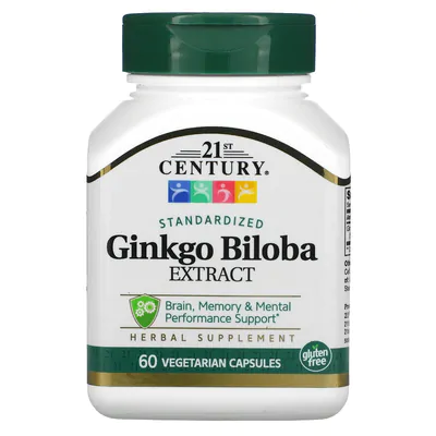 Extrato de Ginkgo Biloba, 60 Cápsulas, 21st Century