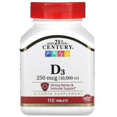 Vitamina D3 10000UI, 110 Comprimidos, 21st Century