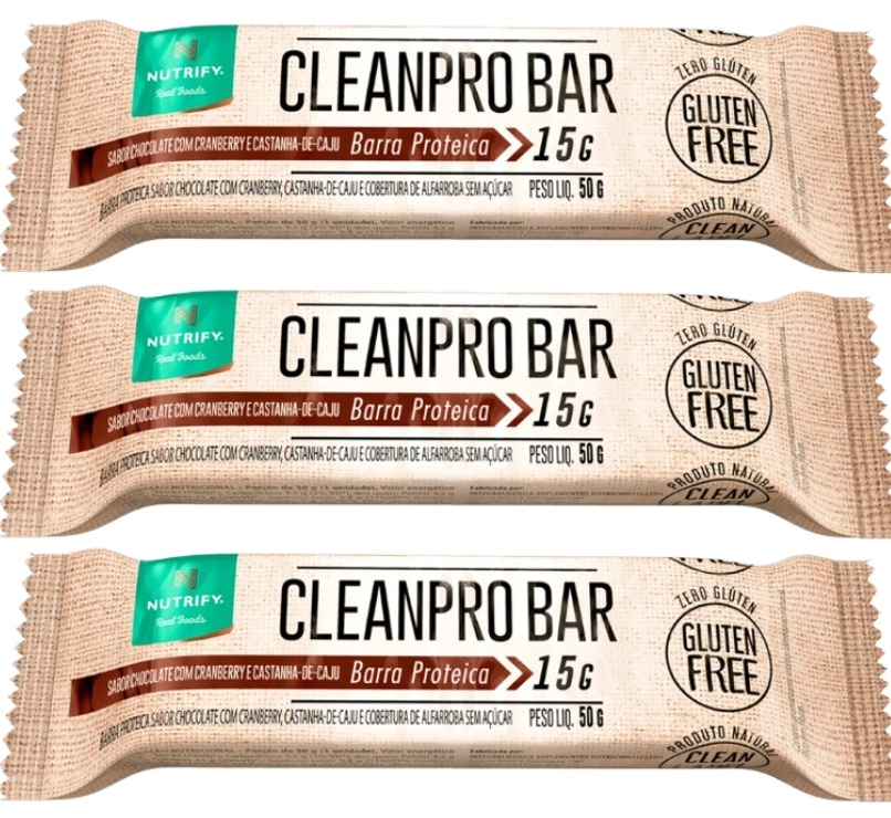 Cleanpro Bar, Barra de Proteina, Sabores, 3 Unidades 50g Cada, Nutrify